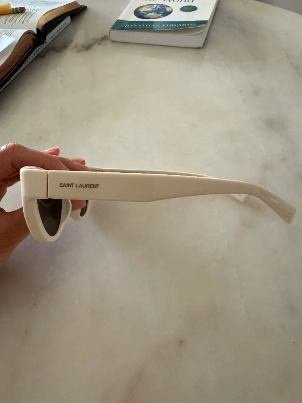 NEVER WORN - Saint Laurent Ivory Cat-Eye Sunglasses (With Case) - Picture 5 of 10